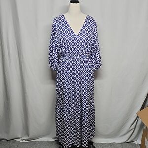 Elegant Blue and White Maxi Dress